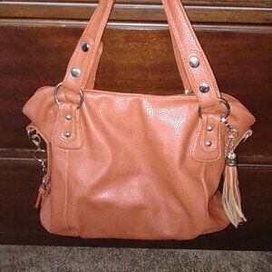 Brown Faux Leather Tote W/Tassels